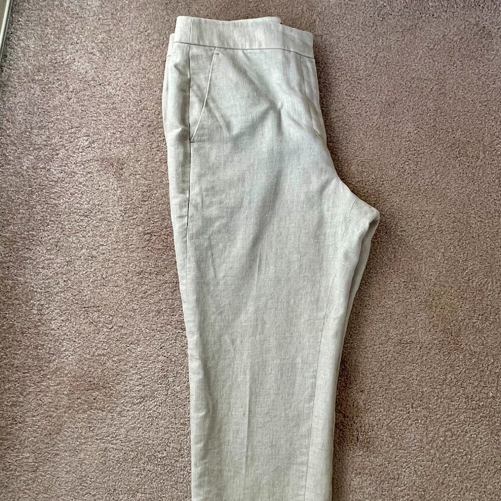 J Crew/Kate straight-leg pant in stretch linen blend/size 12/Color Flax Ivory